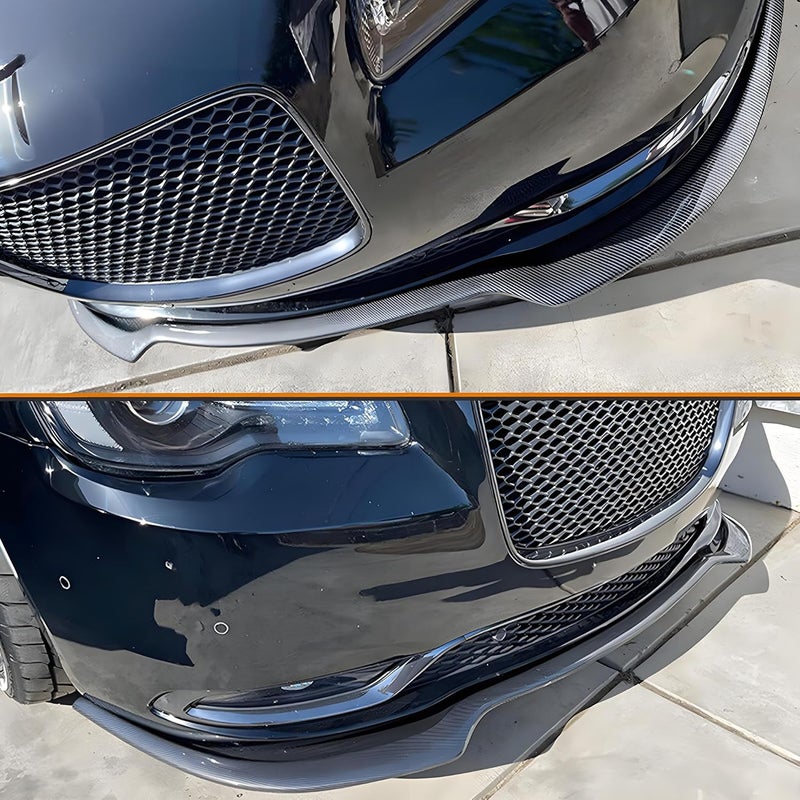 NeespoC Front Bumper Lip Splitter Spoiler Fit for Chrysler 300 C/S/Limited/Touring 2015-2023 3pcs Accessories Air Chin Body Kit (Carbon Fiber Style) - Image 3